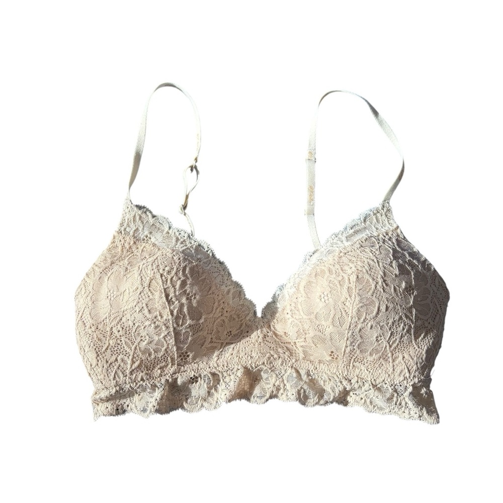 Aerie lace bra cream off white wireless molded cups convertible straps 34 C
